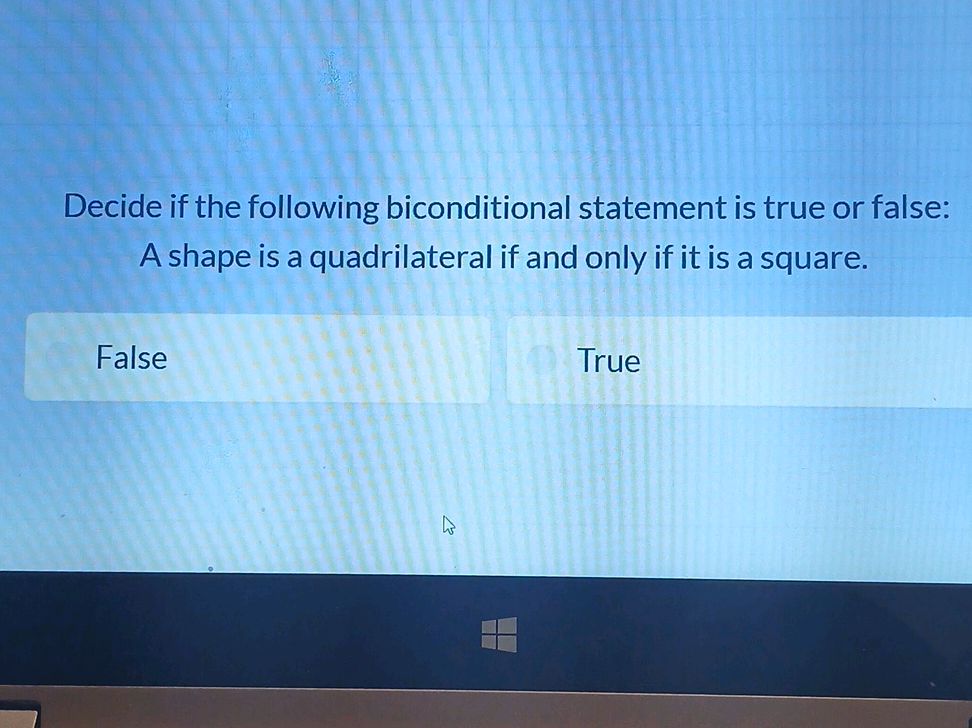 Decide if the following biconditional | StudyX