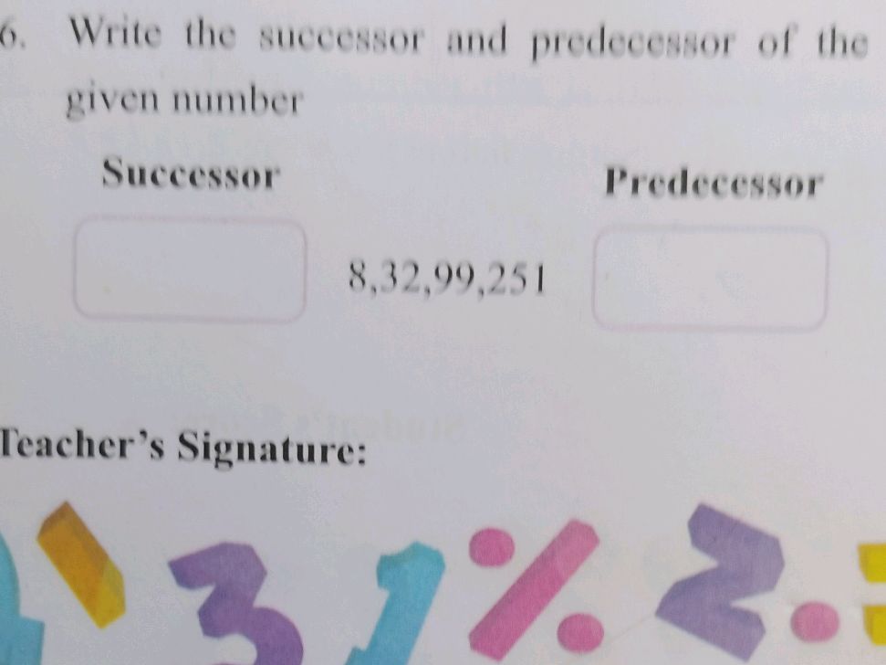 Predecessor In Math Example 6. Write the successor and predecessor of | StudyX