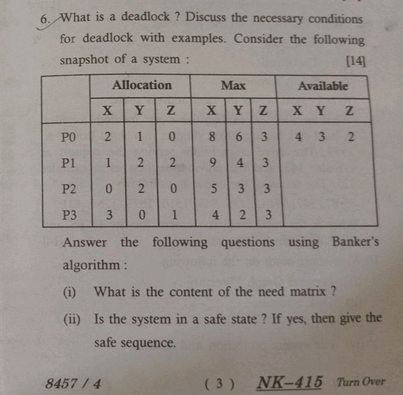 6. What is a deadlock ? Discuss the | StudyX