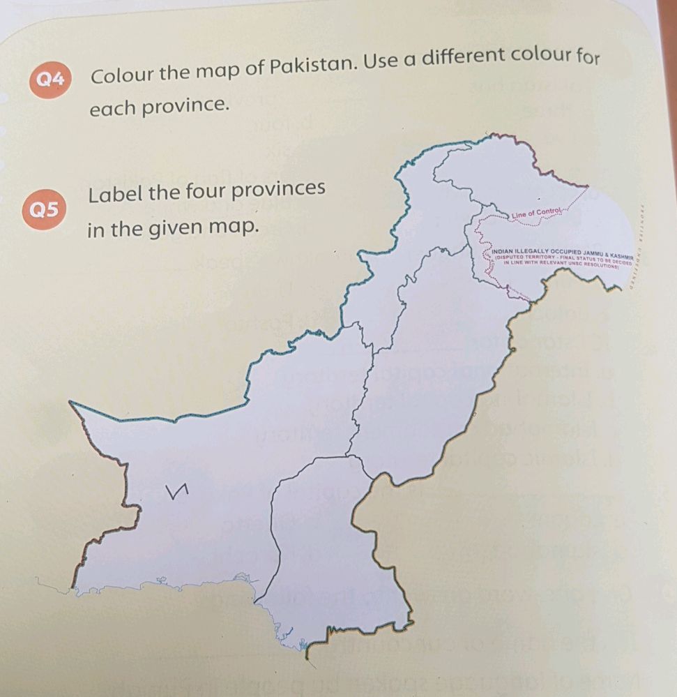 Q4 Colour the map of Pakistan. Use a | StudyX