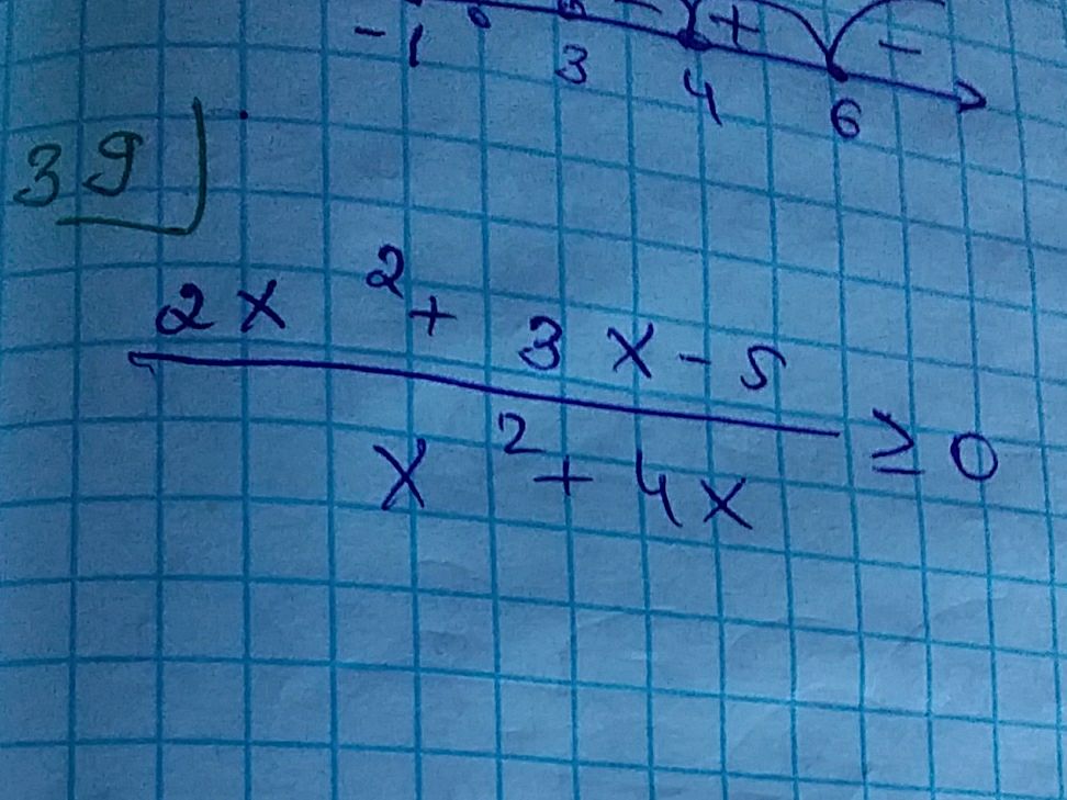 39 $ {2x^2 + 3x - 5}{x^2 + 4x} 0$ The | StudyX