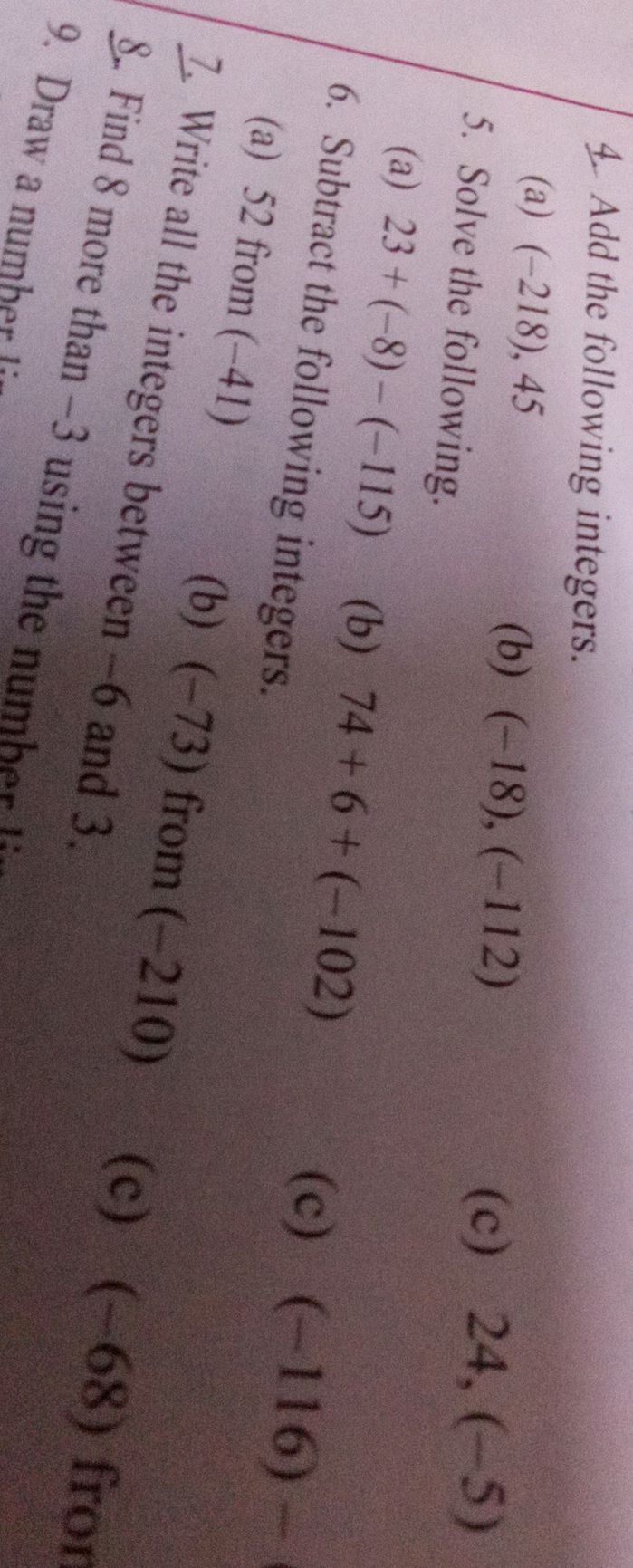 4. Add the following integers. (a) (-218), | StudyX