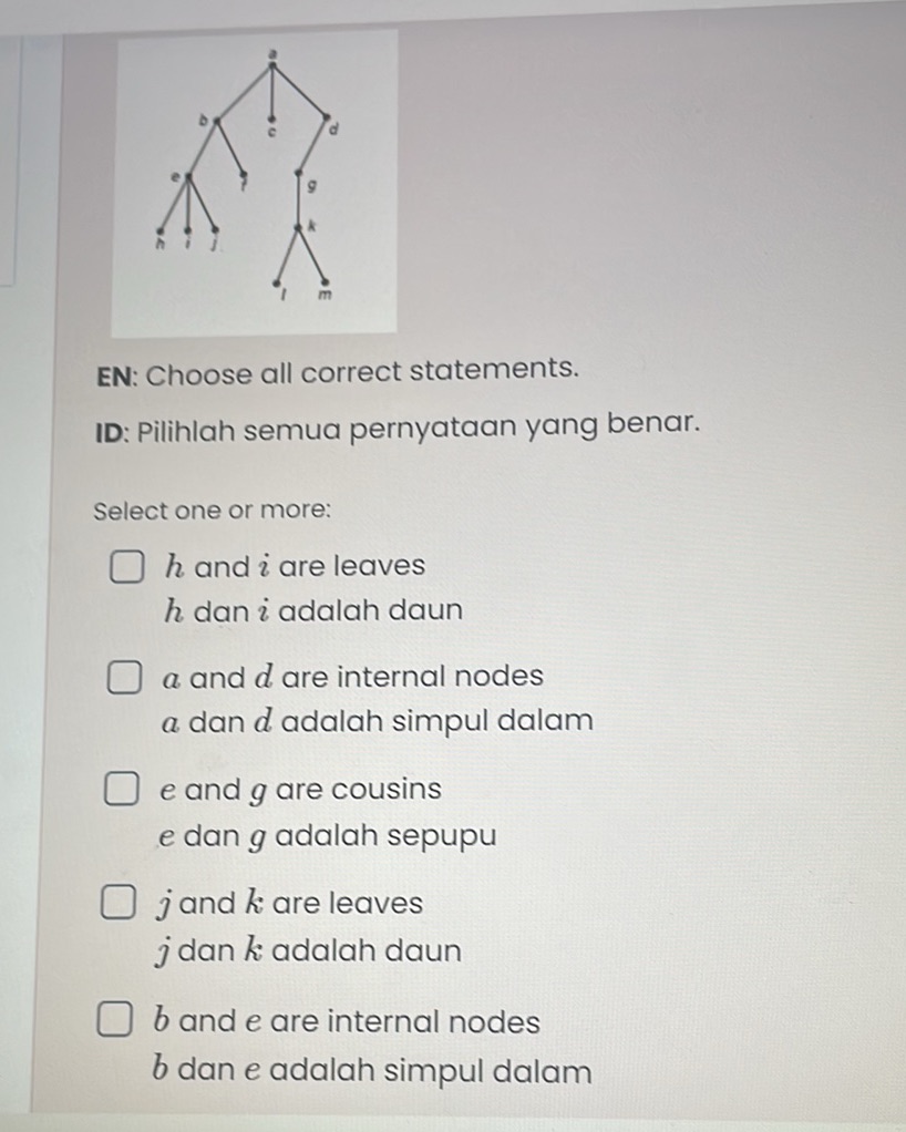 Choose all correct statements. h and i are | StudyX