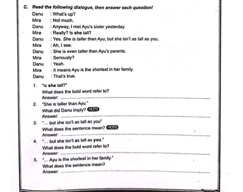 C. Read the following dialogue, then answer | StudyX