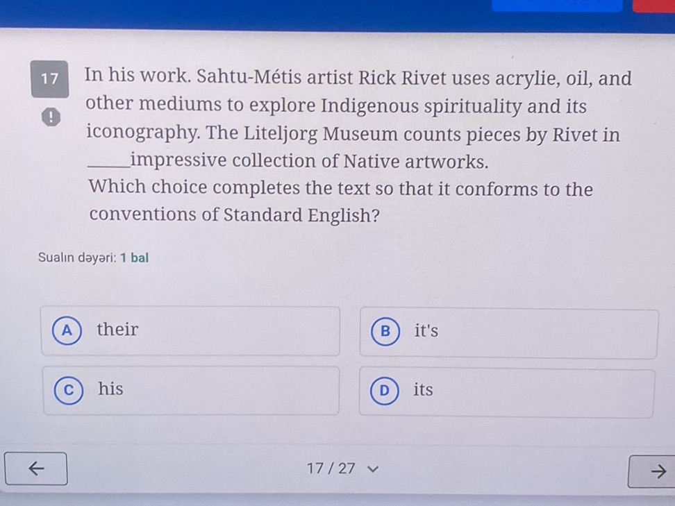In his work. Sahtu-Métis artist Rick Rivet | StudyX