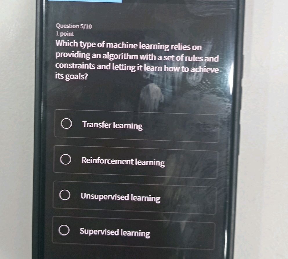 Question 5/10 1 point Which type of machine