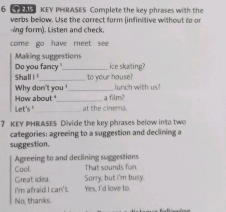 6 2.15 KEY PHRASES Complete the key phrases | StudyX