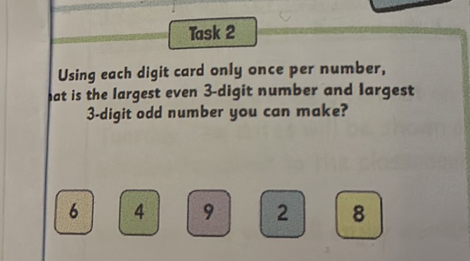 Using each digit card only once per number, | StudyX
