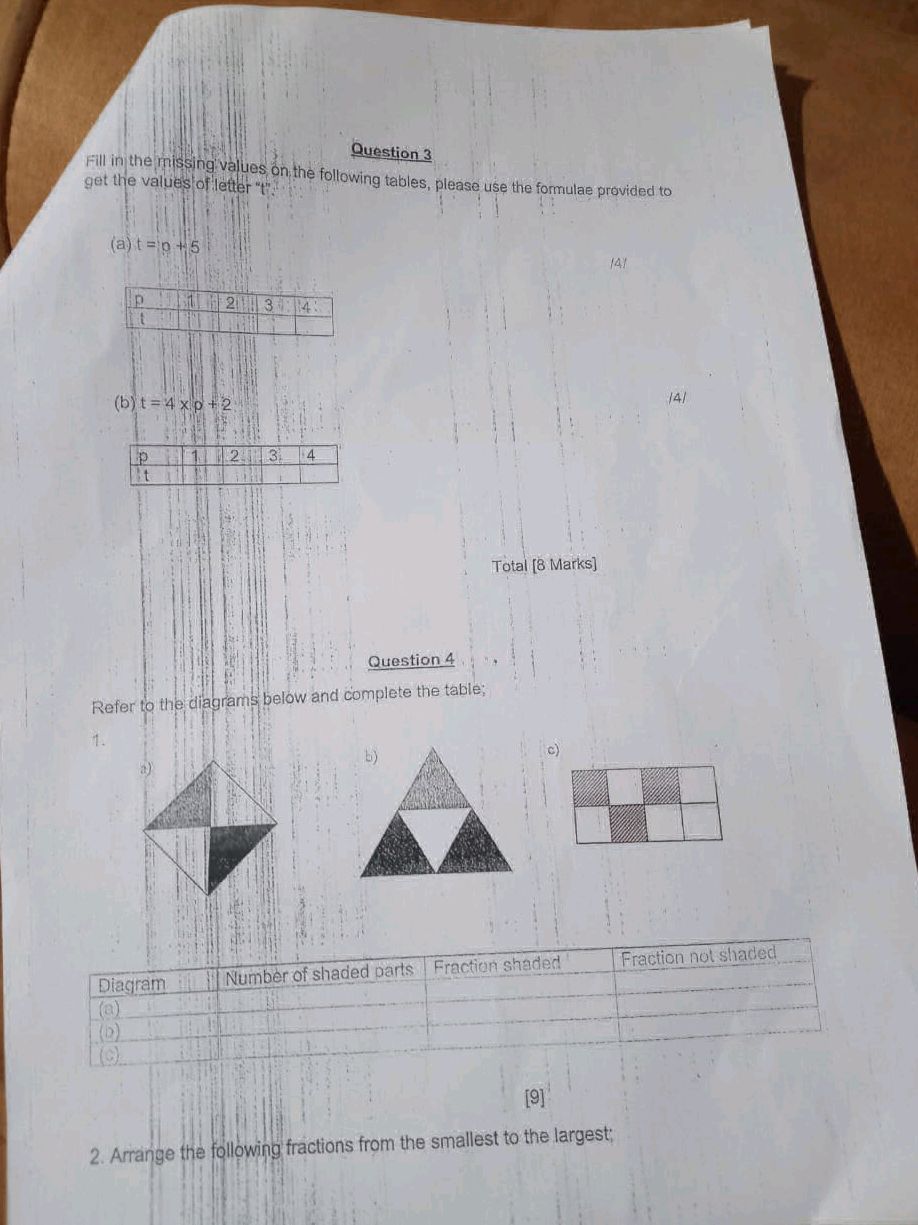Question 3 Fill in the missing values on the | StudyX