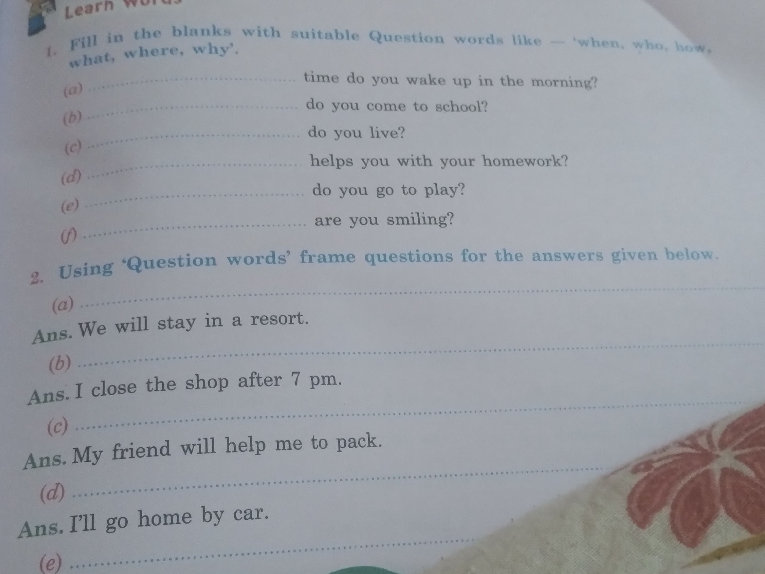 1. Fill in the blanks with suitable Question | StudyX