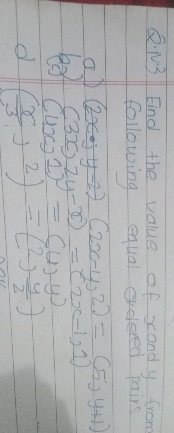 Q.13 Find the value of x and y from | StudyX