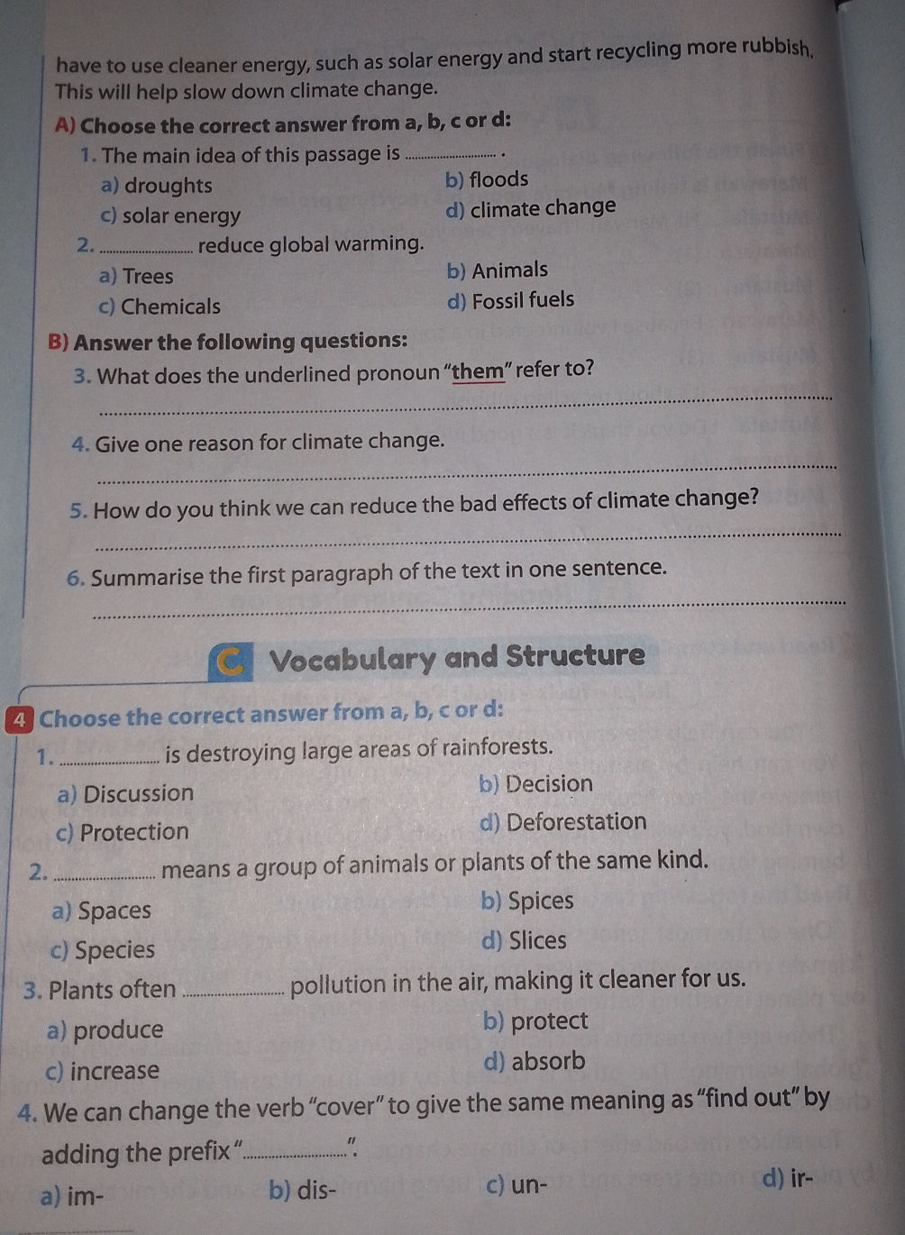 A) Choose the correct answer from a, b, c or | StudyX