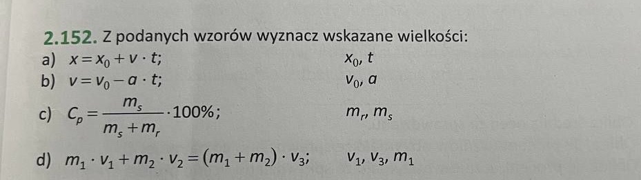 Z Podanych Wzorów Wyznacz Wskazane Wielkości