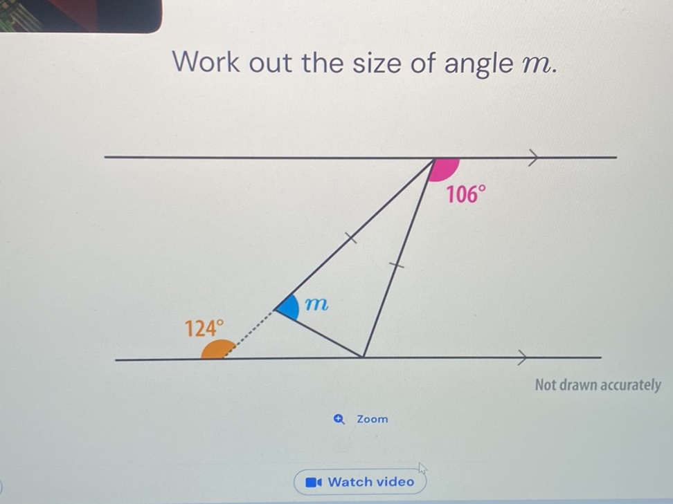 Work out the size of angle $m$. Diagram | StudyX