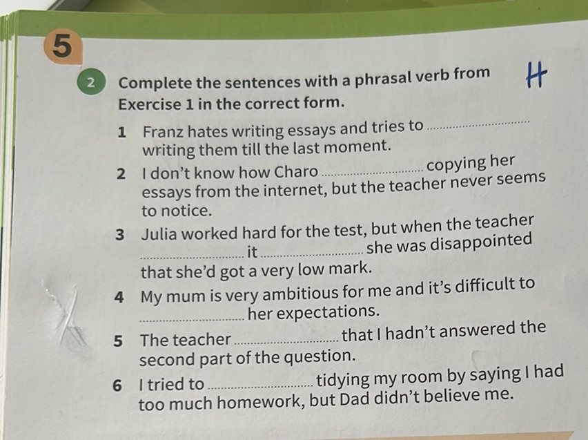 Complete the sentences with a phrasal verb | StudyX