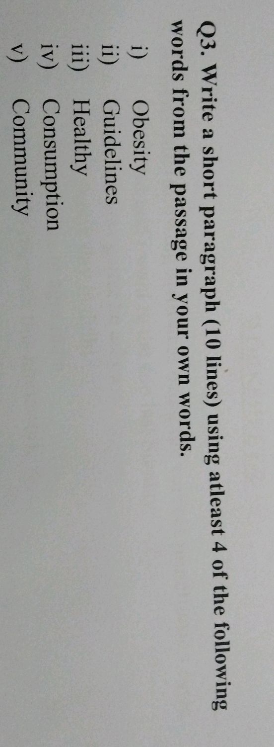 Q3. Write a short paragraph (10 lines) using | StudyX