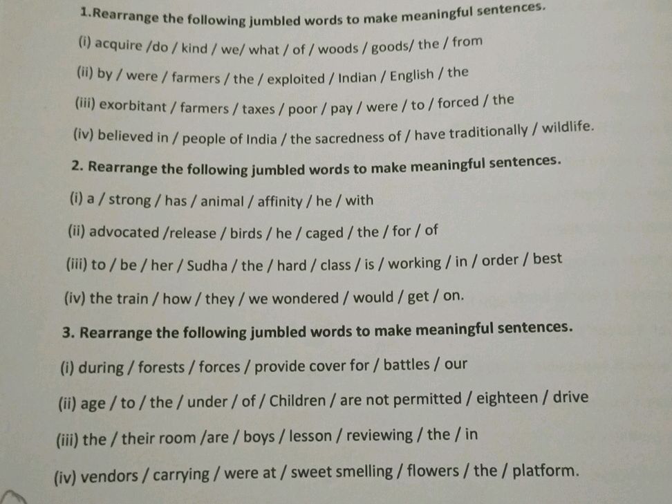 1. Rearrange the following jumbled words to | StudyX