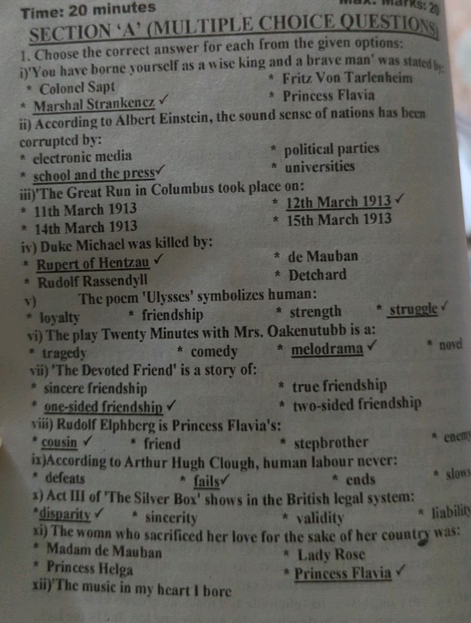 1. Choose the correct answer for each from | StudyX