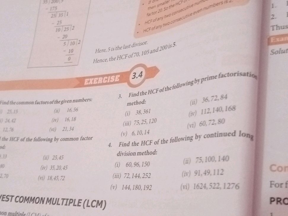 3. Find the HCF of the following by prime | StudyX