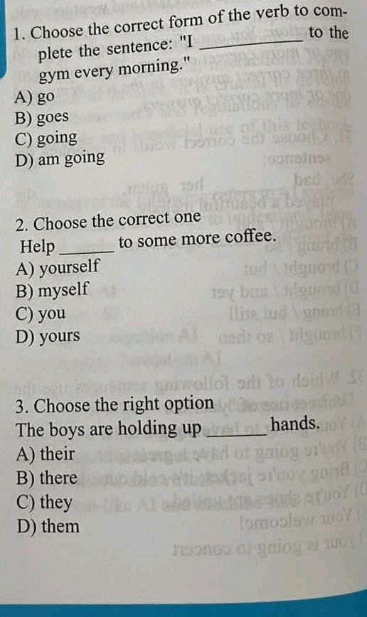 1. Choose the correct form of the verb to | StudyX