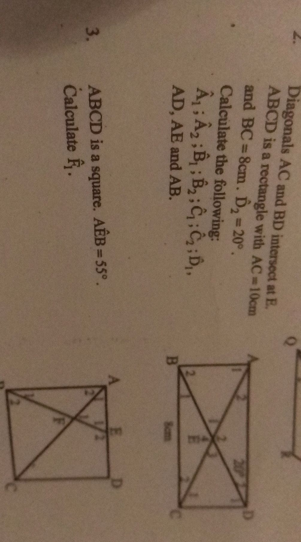 3. ABCD is a square. AÊB = 55°. Calculate f. | StudyX