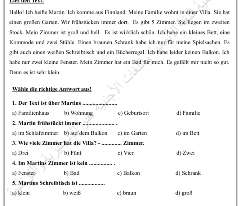 Hallo! Ich heiße Martin. Ich komme aus | StudyX