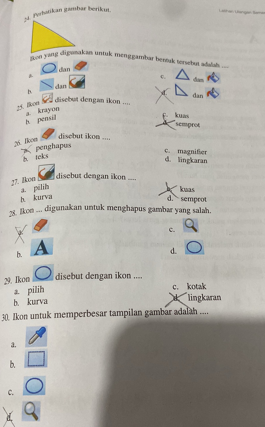 24. Perhatikan gambar berikut. Ikon yang | StudyX