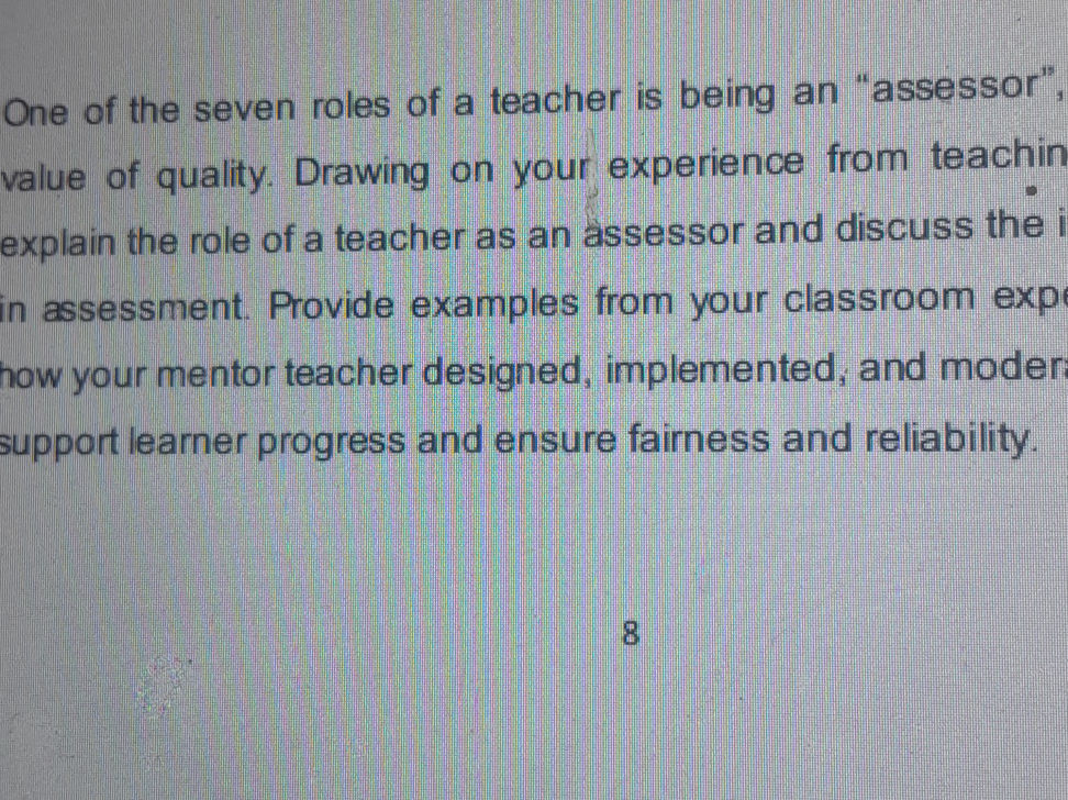 One of the seven roles of a teacher is being