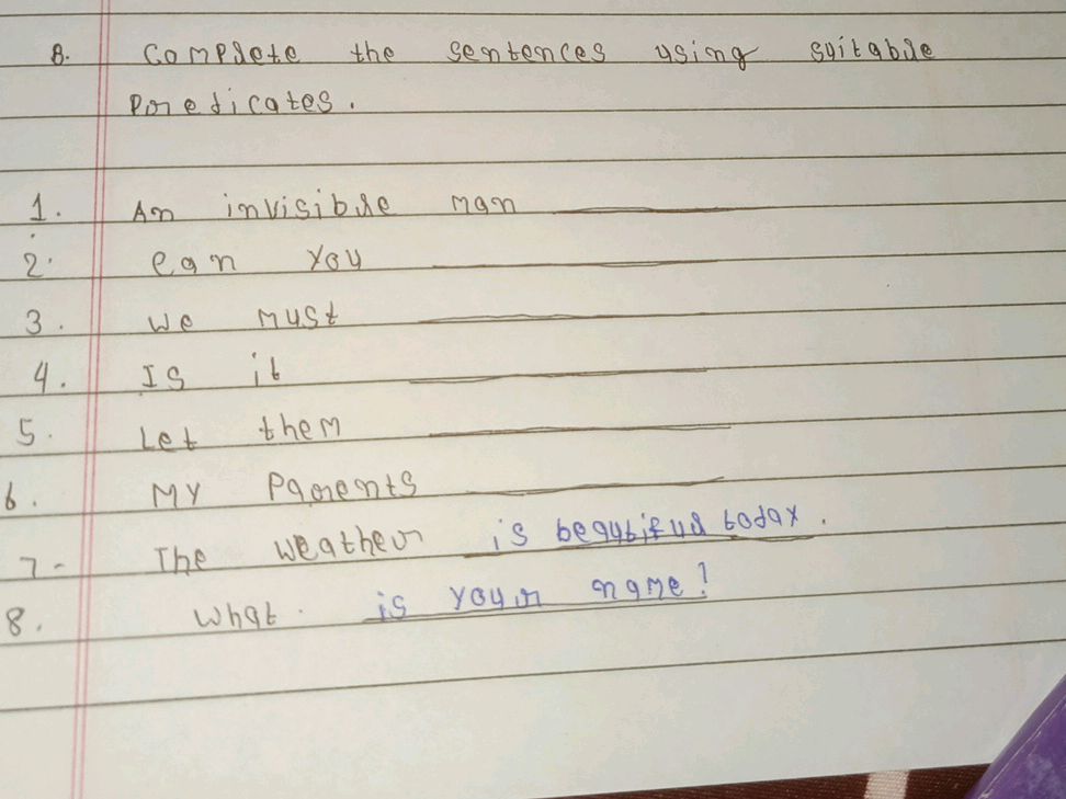 8. Complete the sentences using suitable | StudyX