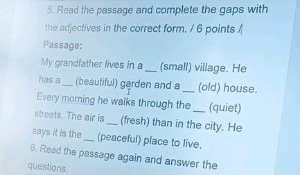 5. Read the passage and complete the gaps | StudyX