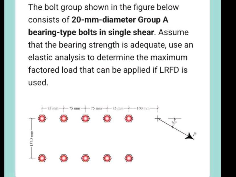 The bolt group shown in the figure below | StudyX