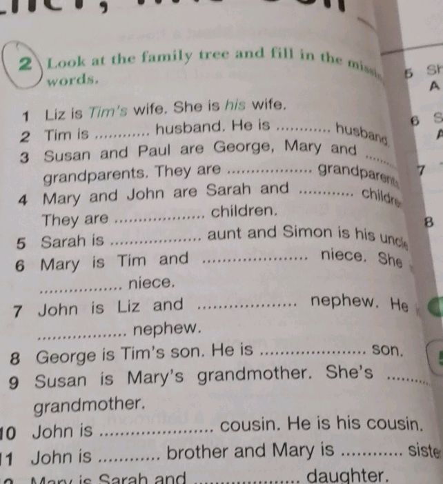 Look at the family tree and fill in the | StudyX