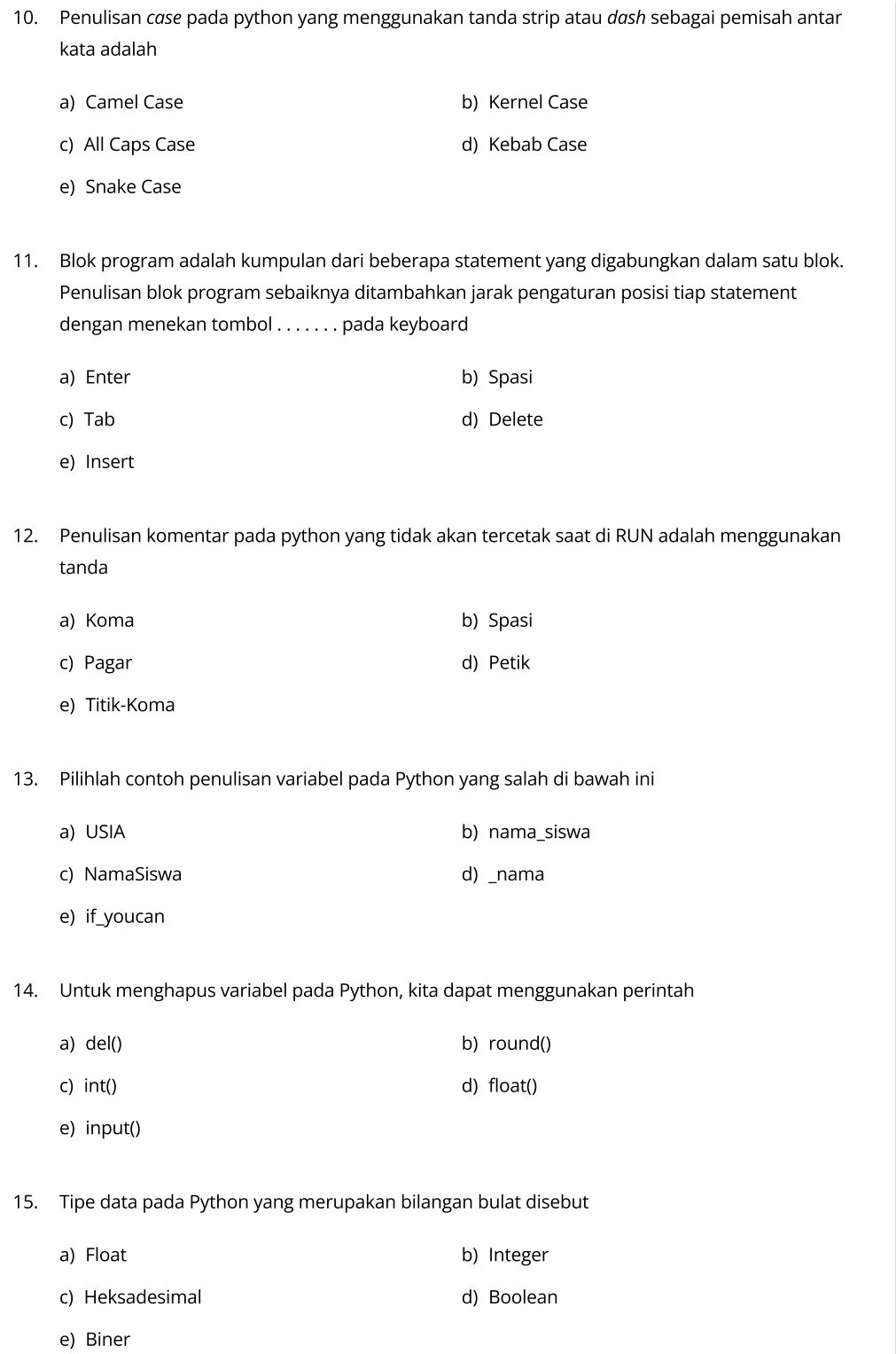 10. Penulisan case pada python yang | StudyX