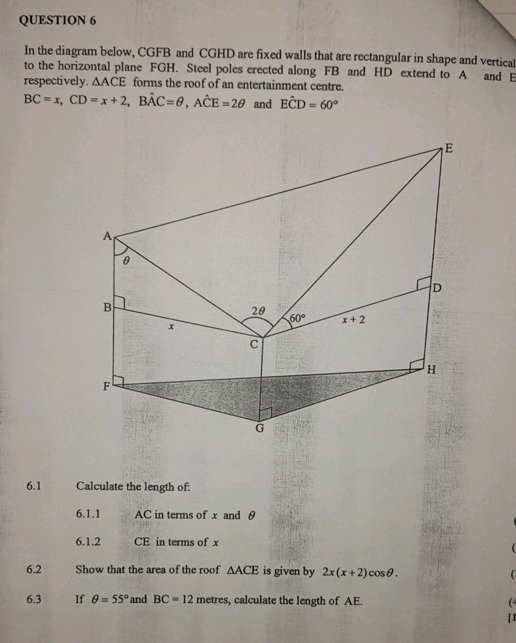 QUESTION 6 In the diagram below, CGFB and | StudyX