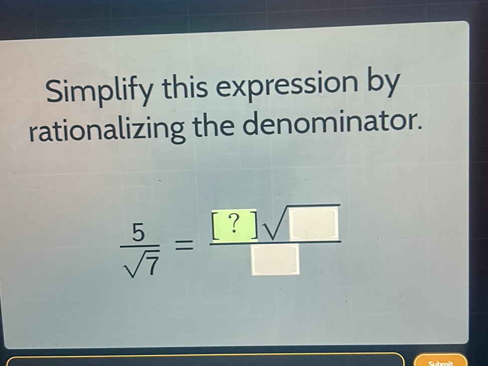 Simplify this expression by rationalizing | StudyX
