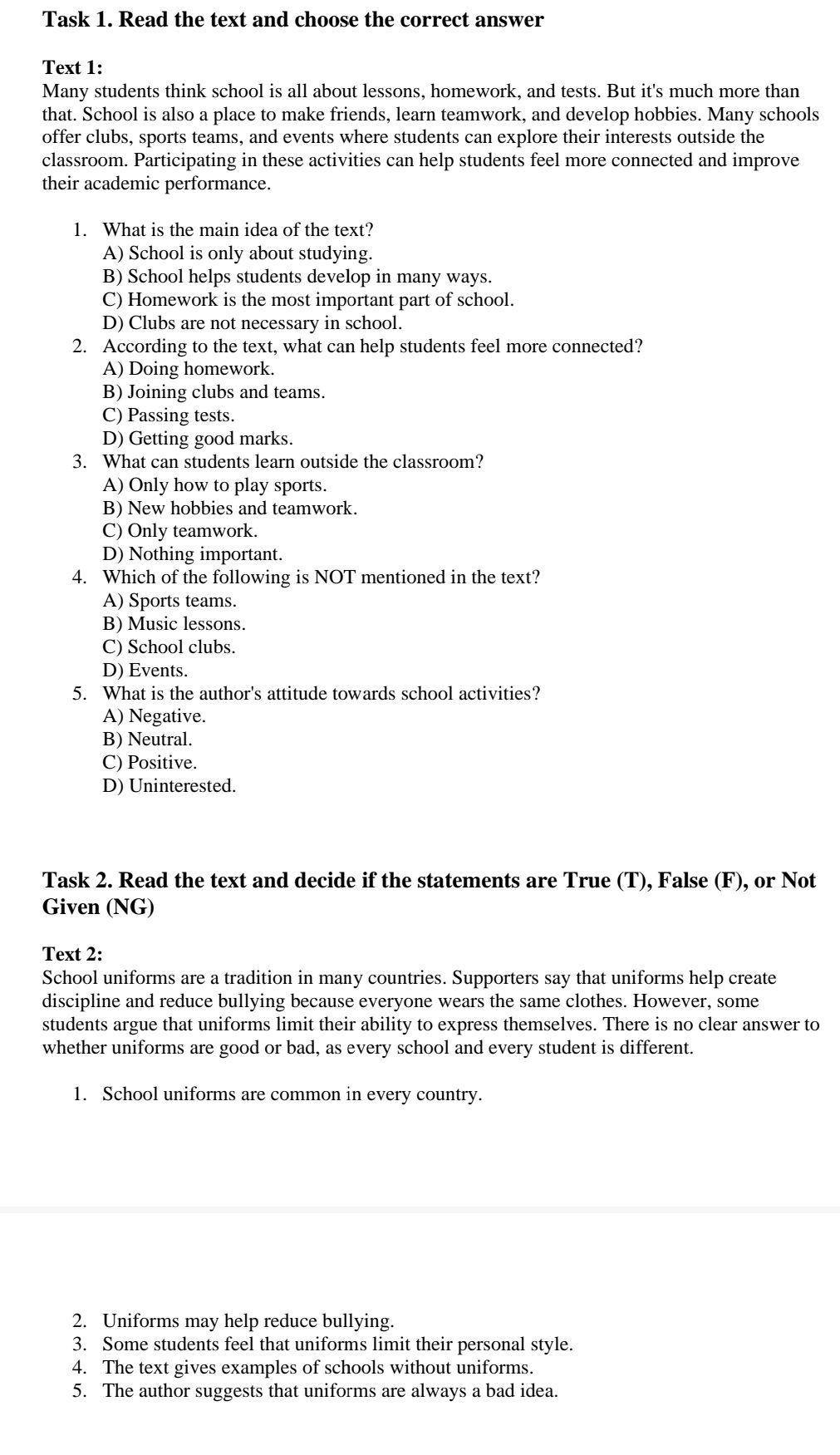 Task 1. Read the text and choose the correct | StudyX