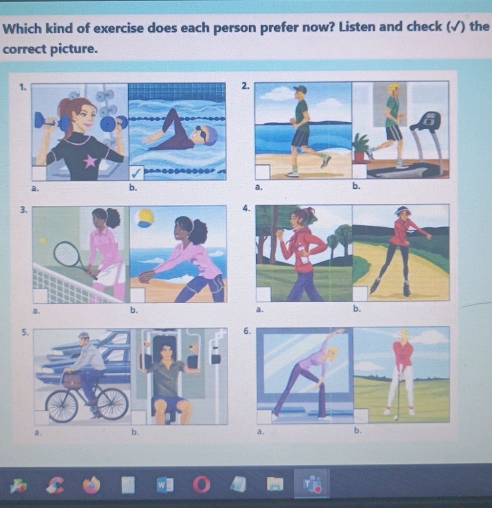 Us Exercise Check Example Which kind of exercise does each person | StudyX