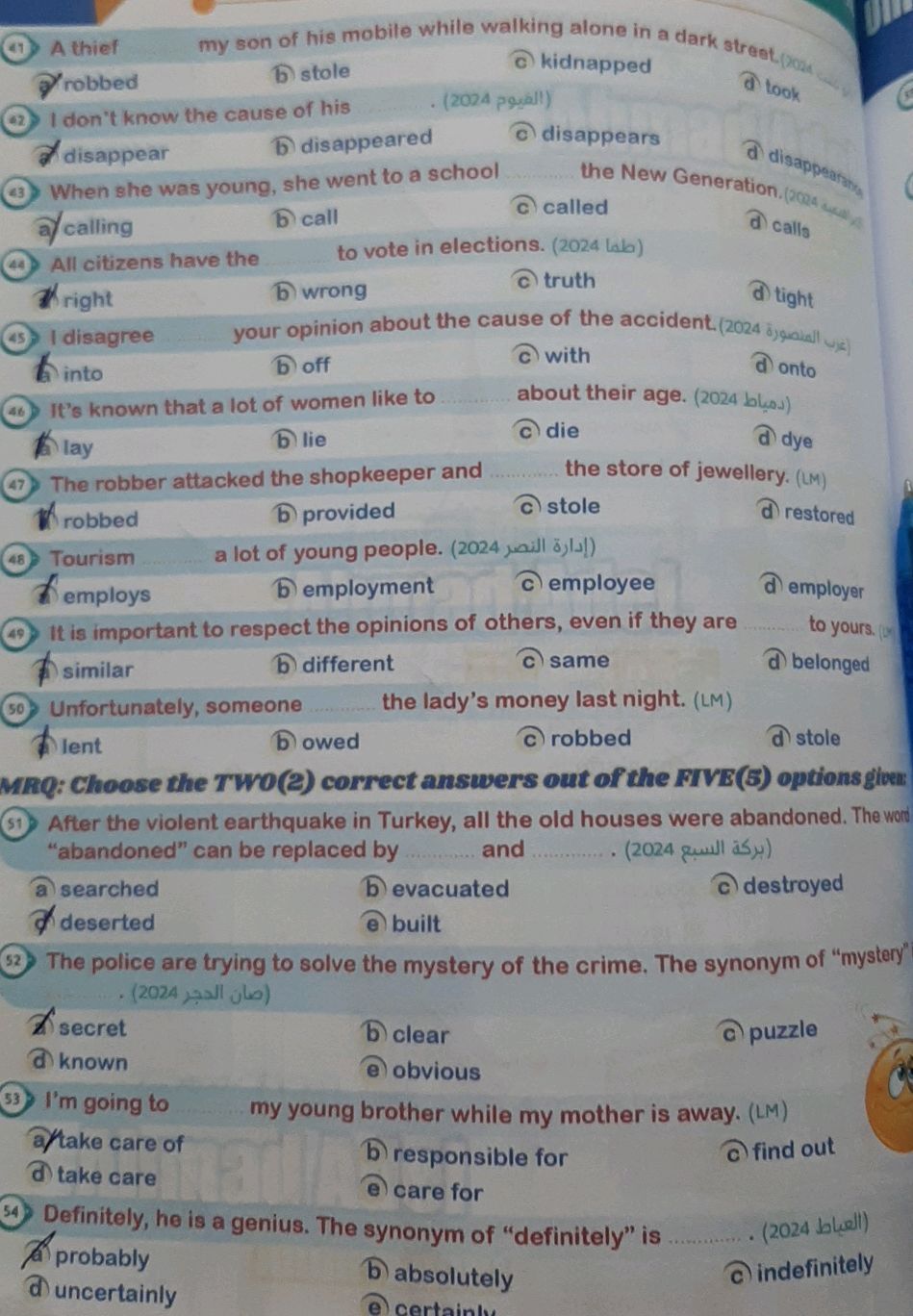 41. A thief ______ my son of his mobile | StudyX