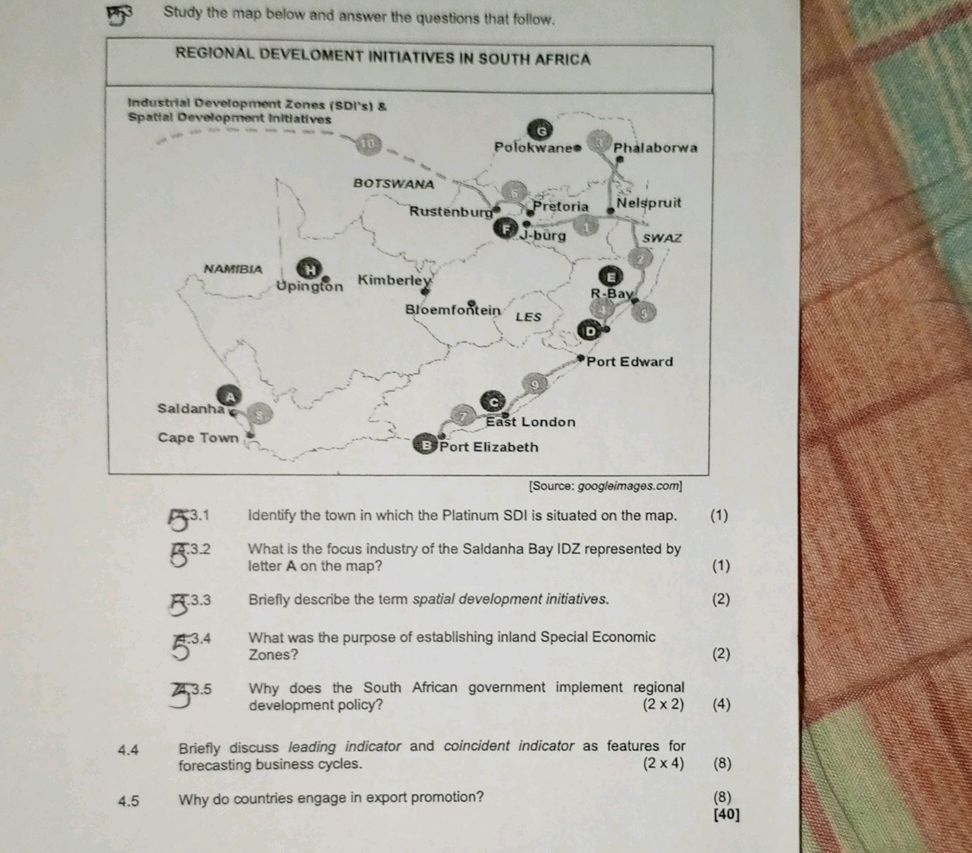 Study the map below and answer the questions | StudyX