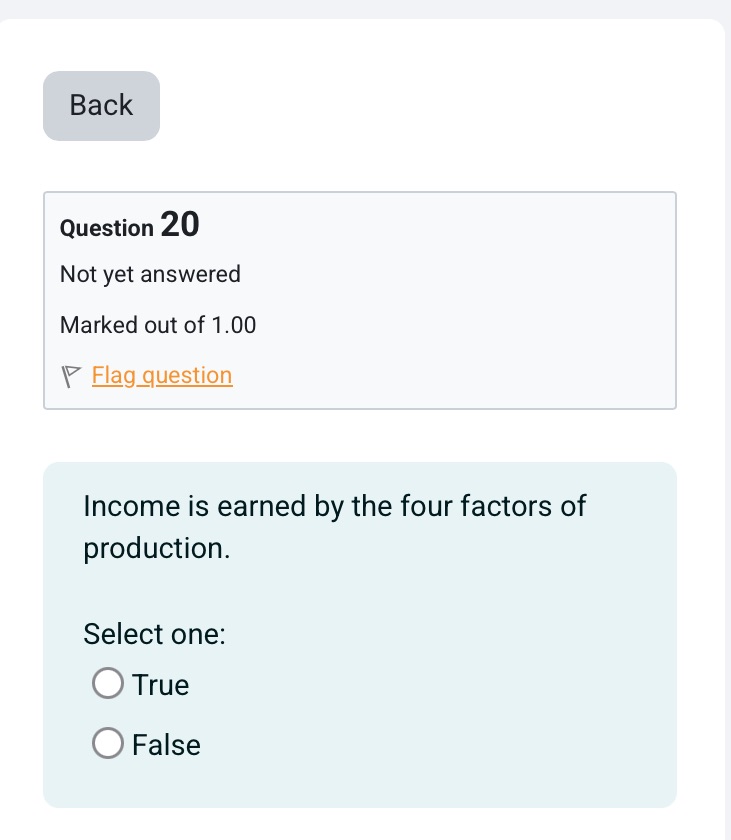 Income is earned by the four factors of | StudyX