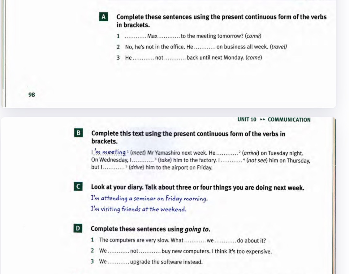 A Complete these sentences using the present | StudyX