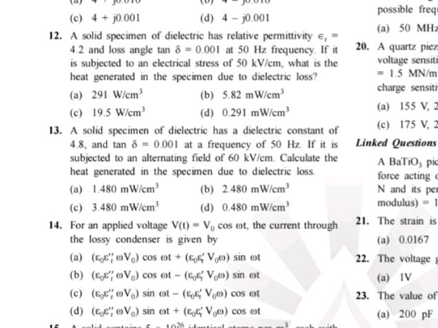 A solid specimen of dielectric has relative