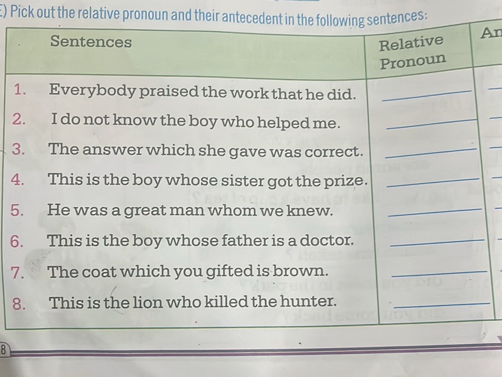 Pick out the relative pronoun and their | StudyX