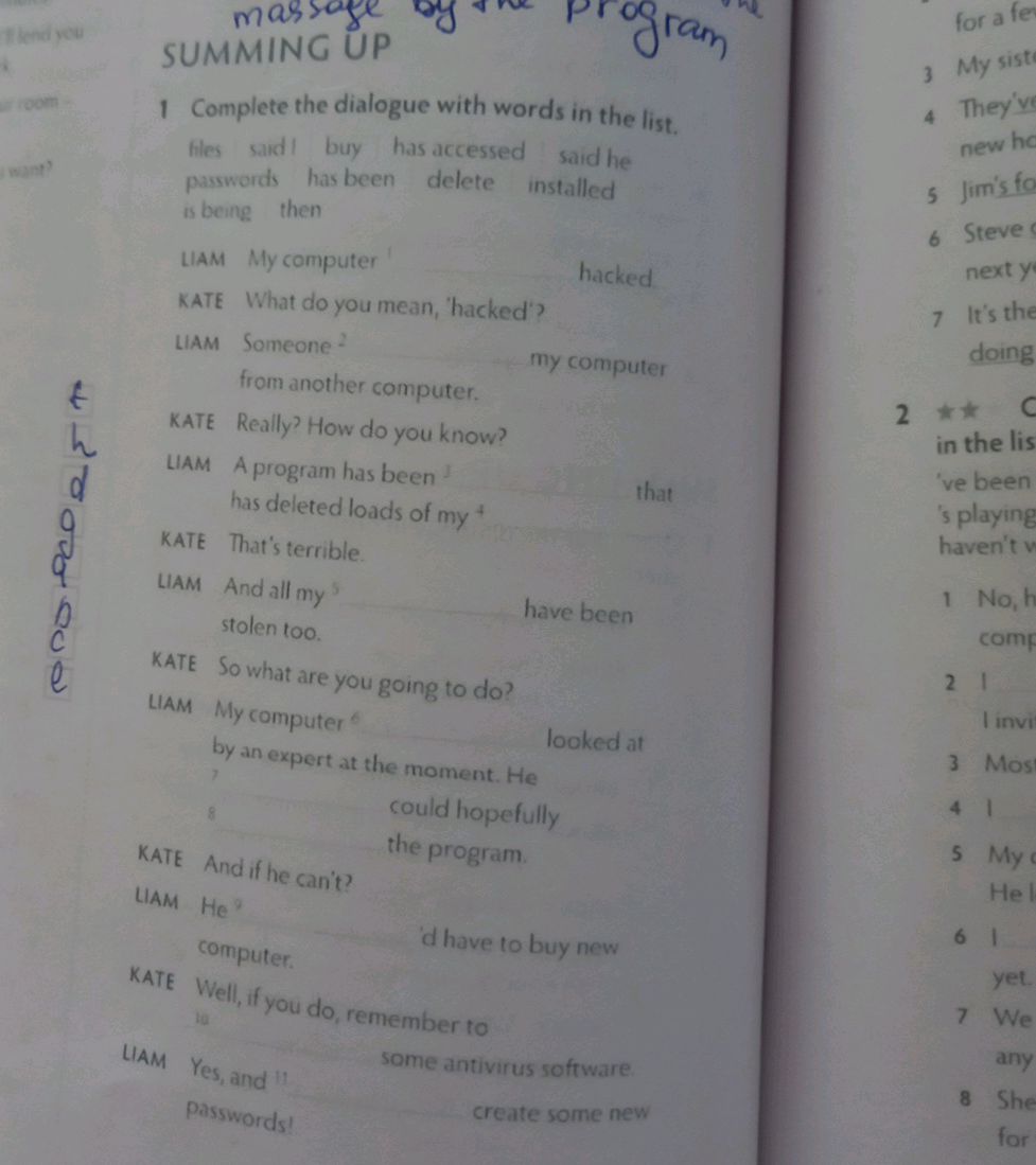 1 Complete the dialogue with words in the | StudyX