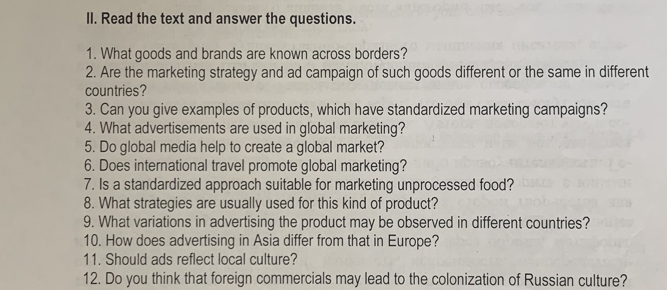 II. Read the text and answer the questions. | StudyX