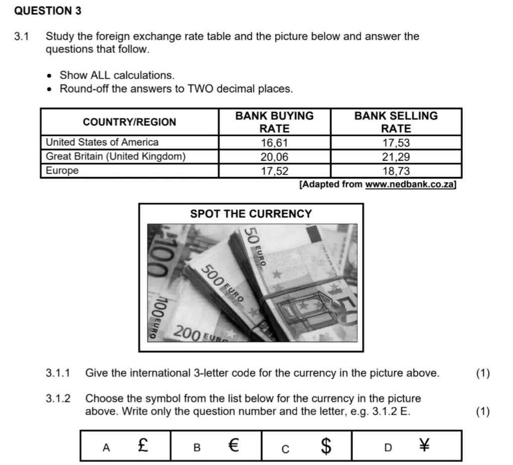 Study the foreign exchange rate table and | StudyX