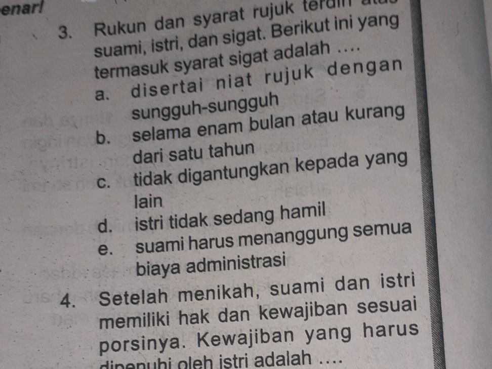 3. Rukun dan syarat rujuk terdiri atas | StudyX