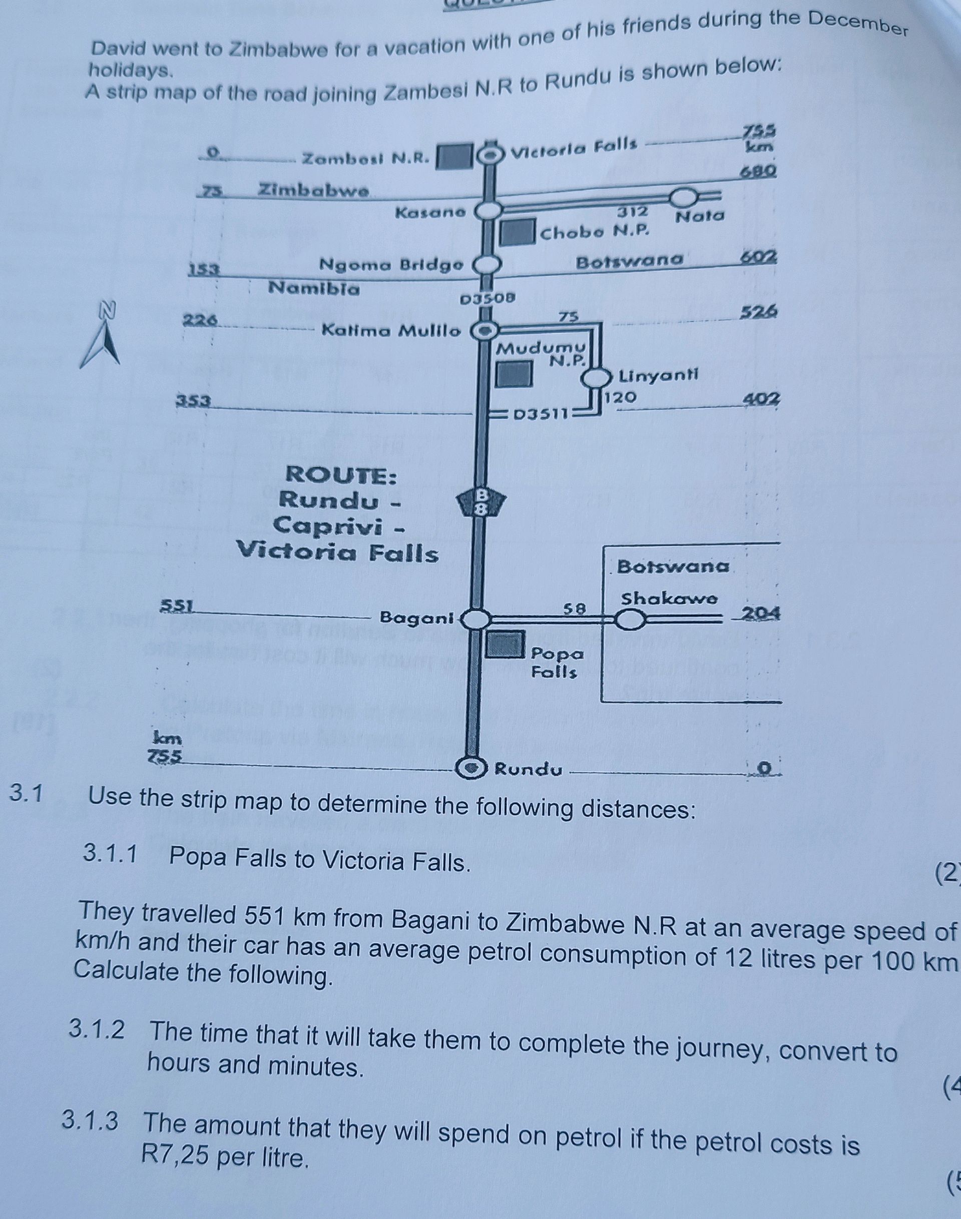 3.1 Use the strip map to determine the | StudyX