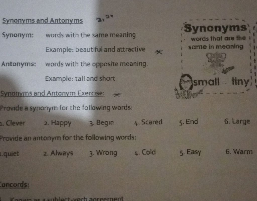 Synonyms and Antonyms Synonym: words with | StudyX