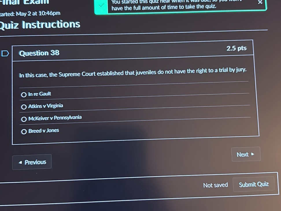 Question 38 In this case, the Supreme Court | StudyX